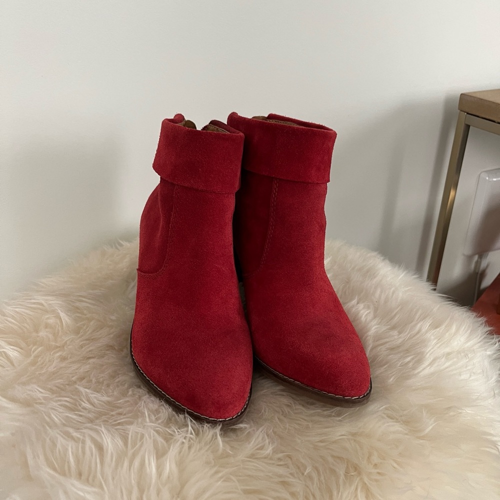 Red Suede Lucky Brand Booties